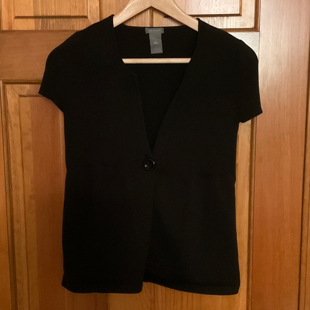 Ann Taylor Black Short-Sleeve Knit Top